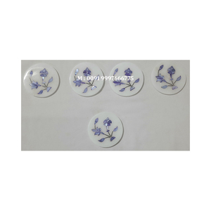 Meilleur fournisseur indien et magnifique miroir rond de petite taille en marbre doré avec incrustation de nacre pour la décoration et les cadeaux - Product Image 5