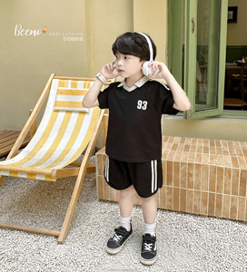 Conjunto Casual de Verano de Alta Calidad para Niños Pequeños, Camiseta Polo de Manga Corta con Estampado de Números y Pantalones Cortos Deportivos Estilo Fútbol - Product Image 4