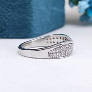 Anillo de Moissanita RITZIN para Mujer, Diseño Único de Dos Filas con Incrustaciones, Corte Brillante, Media Eternidad, Anillo a Juego para Boda y Aniversario - Product Image 6
