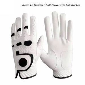 Gants de golf en cuir véritable respirants pour hommes avec logo personnalisé et fermeture auto-agrippante pour la main gauche – Nouveauté, accessoire de sport extérieur pour adulte - Product Image 4