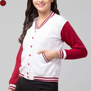 Women's Color Block Varsity Jacket Stand Collar <b>Cardigan</b> Button Front Casual Winter Outerwear Wholesale Women Varsity Jacket - Product Image 2