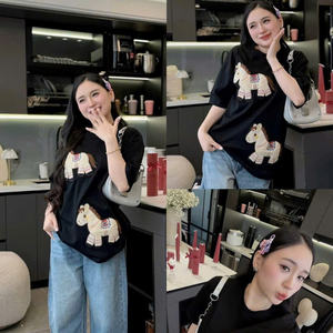 Camiseta Linda con Cuello Redondo para Mujer, Tela de Algodón Suave y Transpirable, Lavable, Estilo Casual, Combinable Perfectamente con Jeans, Faldas y Shorts - Product Image 4