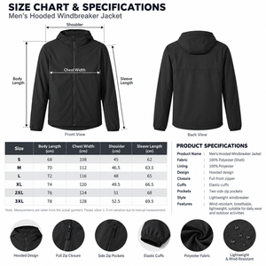 Veste softshell à capuche pour homme, fermeture éclair, résistante à l'eau, coupe-vent, coupe classique, toutes saisons, noire - Product Image 5
