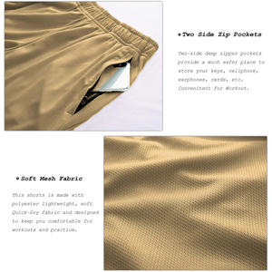 Shorts Bermuda kaki pour homme à séchage rapide avec cordon de serrage à la taille et poches, vêtements de sport décontractés - Product Image 6