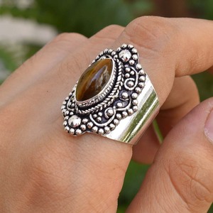 Tiger’s Eye <b>Silver</b> <b>Ring</b> 925 Sterling <b>Silver</b> Tiger Eye Gemstone Jewelry <b>Statement</b> <b>Ring</b> for Women - Product Image 2