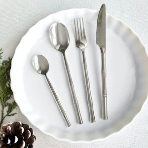 Stainless Steel Bamboo Stick Cutlery Set Mirror Polish Spoons Fork Knife 4 Pcs Latest Style <b>Flatware</b> Sets Restaurant Supplies - Product Image 1