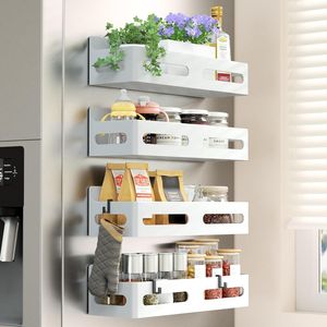 Set di 4 Portaspezie Magnetici Robusti per Frigorifero, Organizzatore Multiuso con 4 Ganci per Cucina e Bagno - Product Image 1