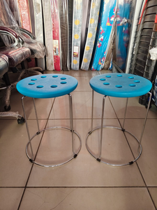 Portable Round <b>Plastic</b> <b>Stool</b> with Chrome Steel Legs Lightweight Seating <b>Stool</b> for Home and Outdoor Use - Product Image 3