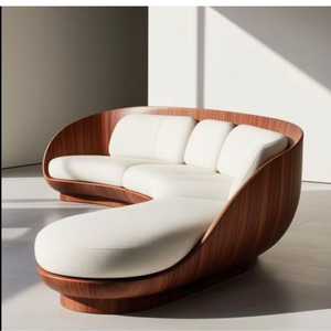 โซฟาไม้สักแท้ทำมือสุดพิเศษ ดีไซน์โค้งมนอย่างมีศิลปะ เหมาะสำหรับตกแต่งภายในสไตล์โมเดิร์น - Product Image 1