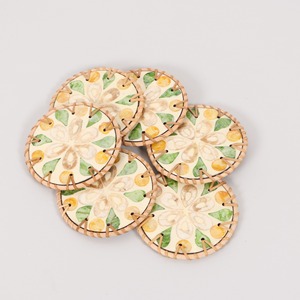 Colorful rattan shell inlaid drink cup coasters flower design coaster decorative drinkware <b>trivets</b> - Product Image 3