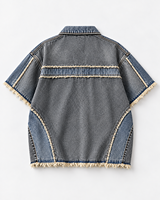 Veste en jean vintage tendance pour homme, idéale pour l'hiver, style décontracté, logo brodé en chenille personnalisé, coupe-vent.