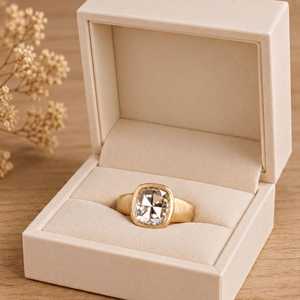 Bague de luxe surprise en or massif 14 carats avec diamant de laboratoire taille coussin 1,20 carat serti clos, bijoux fins pour homme et femme, cadeau pour mariage - Product Image 1