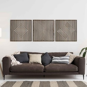 Ensemble d'art mural abstrait minimaliste rectangulaire en bois d'acacia |   Décorations murales en bois artisanales par Aqudus Saleem Wholesale - Product Image 3