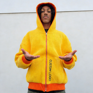 Sudadera Casual de Calle para Hombre con Cremallera, Bolsillo Canguro, Manga Larga, Tejido Acanalado, Logotipo Personalizado y Estilo Oversize - Product Image 3