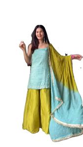 Encanto sin Esfuerzo: Nuestro Exclusivo Conjunto de Fiesta Sharara Palazzo Moderno de 3 Piezas para Mujer, Diseño Reversible, Confección Cómoda y Elegante - Product Image 3