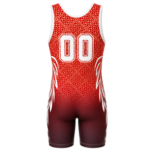 <b>Men</b> Red White Sublimated <b>Wrestling</b> <b>Singlet</b> Polyester <b>Wrestling</b> Uniform Sleeveless Training Competition Match Sportswear - Product Image 2