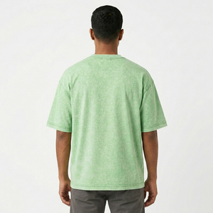 Camiseta de Hombre con Lavado Ácido, Algodón Lavado, Estilo Urbano Oversize, Cuello Redondo, Moda Casual, Tela Suave Premium, OEM ODM - Product Image 4