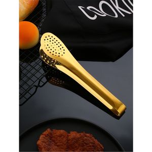 Gold Stainless Steel Kitchen <b>Tongs</b> Perforated Food Salad Bread <b>Tong</b> Luxury <b>Serving</b> Cooking Clamp BBQ Grill <b>Tongs</b> Utensil <b>Tong</b> - Product Image 1