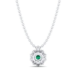 REYES Lujoso Collar con Colgante de Esmeralda de Corte Brillante de 0.5 Quilates para Mujer, Certificado GRA, Joyería de Moissanita en Oro de 14K - Product Image 4
