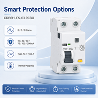 Disjoncteur différentiel CDB6HLES-63 1P+N 2P 3P 3P+N 4P 1A-63A 230V 400V 10kA 10-300mA Type A Courbes AC B C D Rail DIN