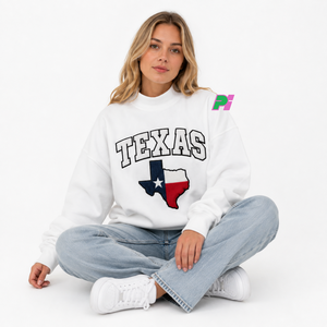 Sudadera de cuello alto para mujer, otoño/invierno, con parche bordado de la bandera de Texas, estilo casual oversize, 100% algodón polar transpirable - Product Image 3