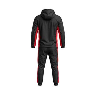 Ensemble de survêtement sportif à fermeture éclair intégrale avec bande latérale, à capuche, pour homme, respirant, séchage rapide, coupe-vent, deux pièces (veste et pantalon) - Product Image 3