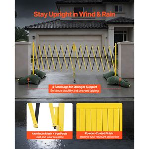 Barriere di Sicurezza Industriali Pieghevoli Portatili da 25FT, Doppie ed Espandibili, con Ruote Bloccabili, Prodotti per la Sicurezza Stradale - Product Image 2