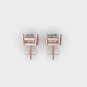 IGI Certified Lab Grown <b>Emerald</b> Cut Diamond <b>Stud</b> Earrings 9K Yellow / White / Rose Gold Solitaire Diamond Earrings - Product Image 4