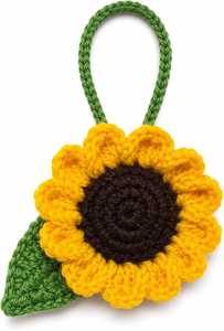 Coletero de Flores de Margarita Tejido a Mano con Lana, Ecológico, Ajustable, Regalo Perfecto para Ella, Accesorios para el Cabello con Hojas Verdes - Product Image 6