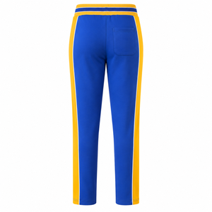 Pantalones Deportivos Azul Rey para Mujer con Rayas Laterales Amarillo Dorado, Bordado de Letras Griegas, Cintura Elástica con Cordón Ajustable, Pierna Recta - Product Image 4