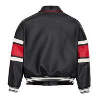 Veste Avirex en cuir véritable de vache noir pour homme, respirante, logo personnalisé, taille plus, fermeture à boutons, veste bomber en cuir Avirex pour homme