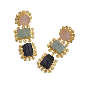 Pendientes Colgantes de Mariposa con Múltiples Piedras Chapados en Oro LJ 1450 de Laxmi Jeweller, Estilo Boutique, Moda de Compromiso con Piedras Semipreciosas - Product Image 5