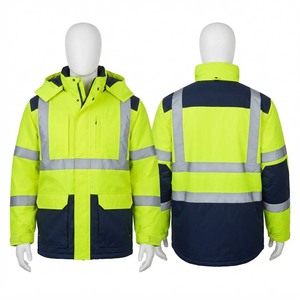 Veste en cuir haute visibilité pour hommes, polyester premium 300 GSM, capuche orange, bandes réfléchissantes, logo personnalisé, sécurité - Product Image 1