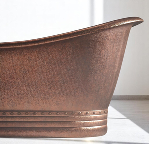Freestanding Oval Copper Bathtub Industrial Style Durable <b>Metal</b> Soaking <b>Tub</b> for Adults BATHING - Product Image 4