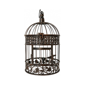Cage à oiseaux ronde vintage en fer, support décoratif suspendu pour arrangements floraux, pour mariage, fête, maison, jardin, artisanat en métal - Product Image 1