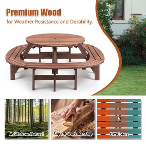 Tavolo da Picnic in Legno per 10-12 Persone, Sgabello ad Anello Fai-da-Te per Esterni, Patio, Giardino, Capacità di Carico 500 lb - Product Image 6