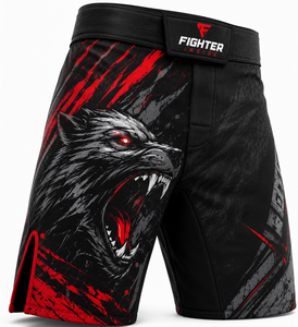 กางเกงชกมวย MMA สำหรับผู้ชาย ลายพิมพ์ซับลิเมชั่น สีดำแดง ลายหมาป่า ระบายเหงื่อได้ดี ยืดหยุ่นได้ เหมาะสำหรับการฝึกซ้อมระดับมืออาชีพ - Product Image 4