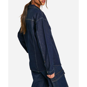 Veste en jean classique pour femme, boutonnée, coupe ample, décontractée, élégante, écologique, personnalisable, vêtement d'extérieur automne/hiver, couleur bonbon - Product Image 3