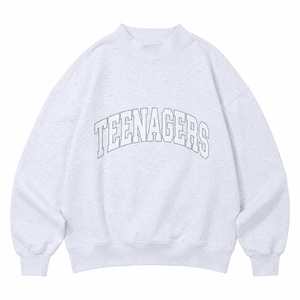 เสื้อสเวตเชิ้ตคอเต่าโอเวอร์ไซส์สำหรับผู้หญิง ปักลายตัวอักษรกรีก สีเทา ผ้าฝ้ายถัก สำหรับใส่ในฤดูใบไม้ร่วง เสื้อสเวตเชิ้ตคอเต่า - Product Image 2
