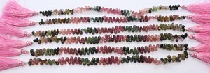 Perles en tourmaline naturelle multicolores facettées en forme de larme, taille 4x6 mm, perles goutte multicolores, brin de 8 pouces, perles de haute qualité - Product Image 4