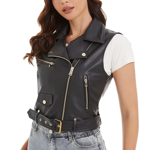 Chaleco de Cuero para Mujer, Transpirable, a la Moda, de Alta Calidad, con Botones Metálicos, Estilo Motero, Prenda Exterior para Motocicleta - Product Image 3