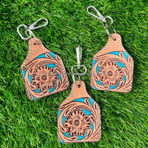 Porte-clés en cuir taillé sculpté à la main Porte-clés en cuir de forme exotique mignon Accessoires en cuir taillé Porte-clés mignons pour unisexe - Product Image 4