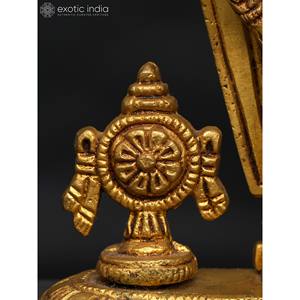 Petite statue en laiton de 4 pouces de Tirupati Balaji (Venkateshvara) avec symboles Vaishnava Sculpture Produit - Product Image 3