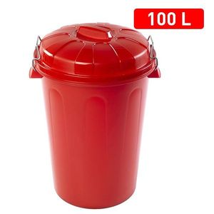 Poubelle Rouge 100L CUBO DE BASURA – Conteneur à Déchets - Product Image 1