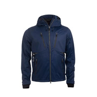 Veste softshell à capuche bleu marine pour homme, coupe régulière, imperméable, avec fermeture éclair, plusieurs poches, pour l'extérieur et l'hiver