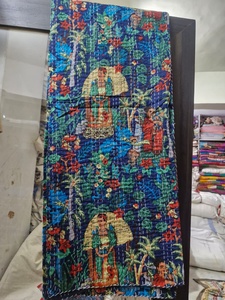 Cubrecamas Boho, Manta Decorativa para Cama, Colcha de Algodón Kantha, Ecológica, Hecha a Mano, Reversible, Lavable, para Todas las Estaciones - Product Image 1