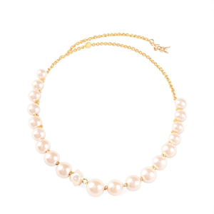 Gold Plated 14K Invisible Chain with Golden Pearls for Wedding - Product Image 3