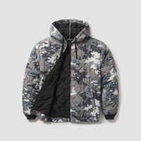 Sweat à capuche Woobie pour homme, coupe régulière, en nylon Ripstop imperméable, matelassé, avec extrémités de manches côtelées, motif camouflage numérique hexagonal gris, 180g