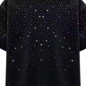 T-shirt à manches courtes pour homme, noir, col rond, coupe classique, 100% coton, motif à pois, style décontracté, tissu jersey imprimé - Product Image 2