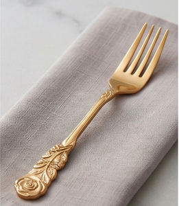 Elegant Vintage <b>Dessert</b> Spoon And <b>Fork</b> Set With Ornate Metal Handles High Mirror Polish Flatware For Dining And Coffee - Product Image 4